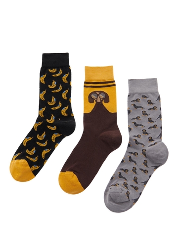 Βαμβακερές κάλτσες με σχέδιο Go bananas 3-pack giftbox