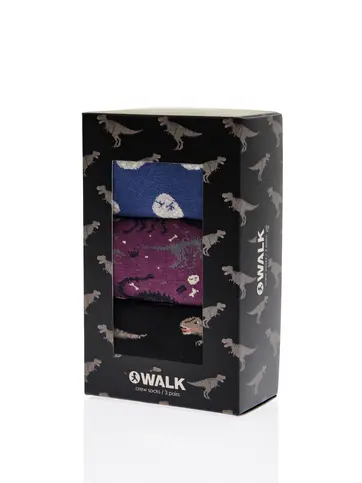 Cotton dinosaurs crew socks 3-pack giftbox