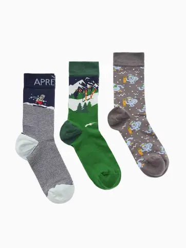 Βαμβακερές κάλτσες με σχέδιο Après-Ski – 3 ζεύγη gift box