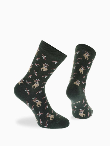 Cotton crew socks with sloth design