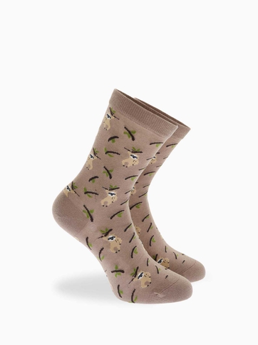 Cotton crew socks with sloth design