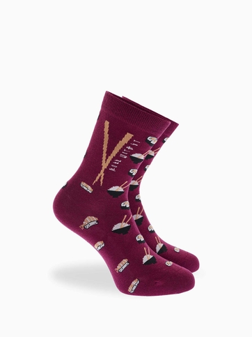 Cotton crew socks with sushi design