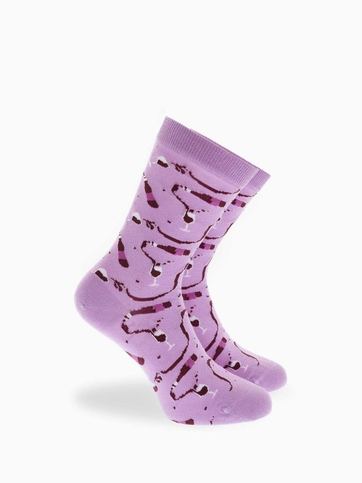 Cotton crew socks with wine design