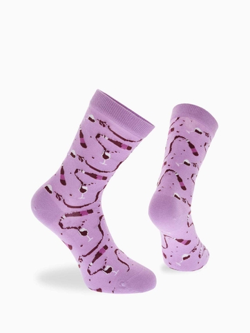 Cotton crew socks with wine design