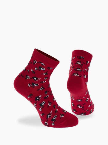 Cotton quarter socks with floral design