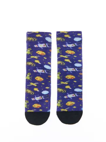 Kid's printed house socks with silicon grip dots