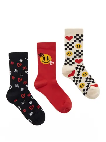 Kid's bamboo crew socks with print (3 pairs)