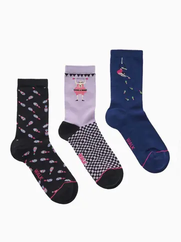 Kid's bamboo crew socks with print (3 pairs)