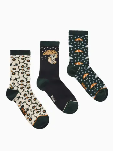 Kid's bamboo crew socks with print (3 pairs)