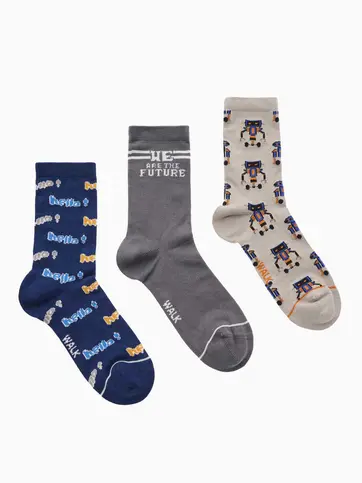 Kid's bamboo crew socks with print (3 pairs)