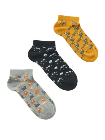 Kid's bamboo low cut socks with print (3 pairs)