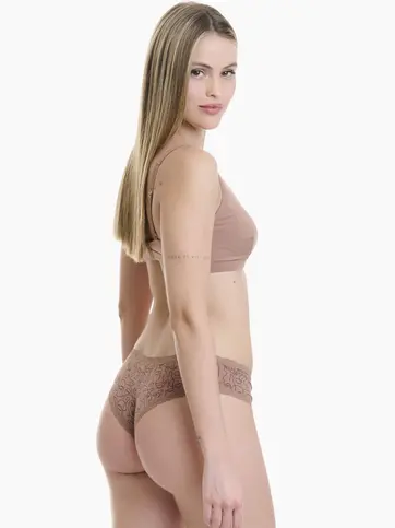 Brazilian σλιπ εμπριμέ από bamboo με δαντέλα (2 τμχ.)