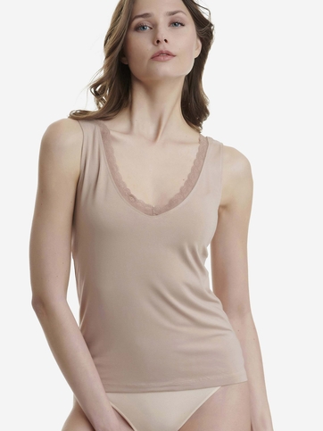 V-neck τοπ από bamboo με δαντέλα