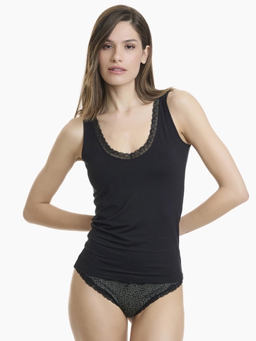 V-neck τοπ από bamboo με δαντέλα