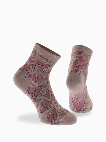 Ημίκοντες κάλτσες από bamboo με σχέδιο hearts