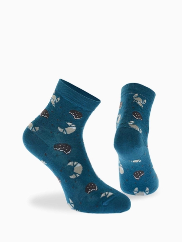 Ημίκοντες κάλτσες από bamboo με σχέδιο croissant