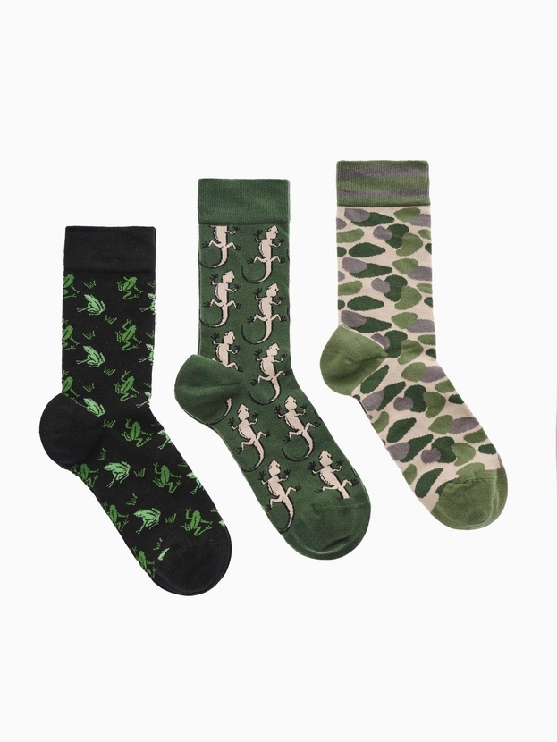 Cotton crew socks with animal design – 3-pair gift box
