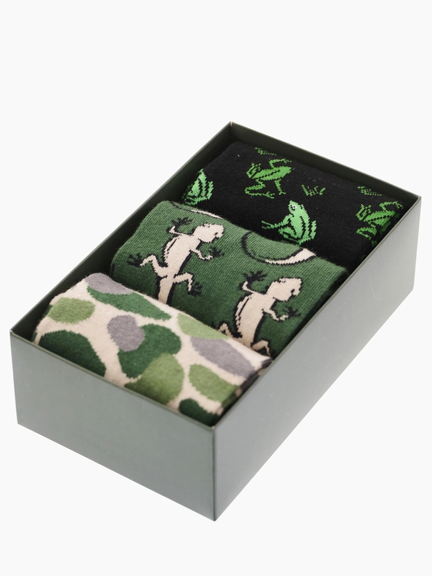 Cotton crew socks with animal design – 3-pair gift box
