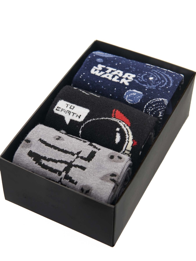 Κάλτσες με σχέδιο galaxy 3-pack giftbox
