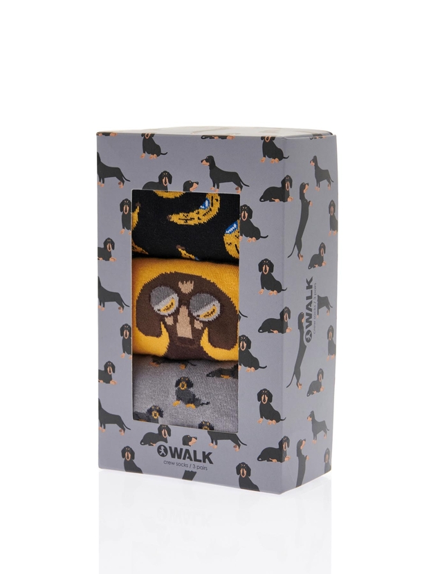 Βαμβακερές κάλτσες με σχέδιο Go bananas 3-pack giftbox