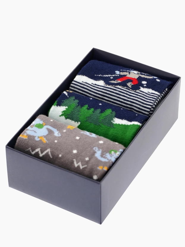 Βαμβακερές κάλτσες με σχέδιο Après-Ski – 3 ζεύγη gift box