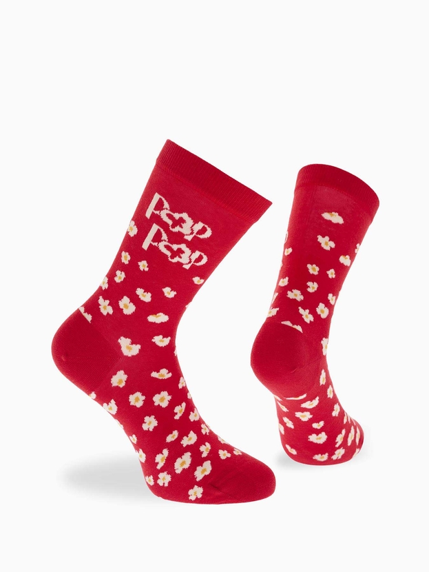 Cotton crew socks with cinema design – 3-pair gift box