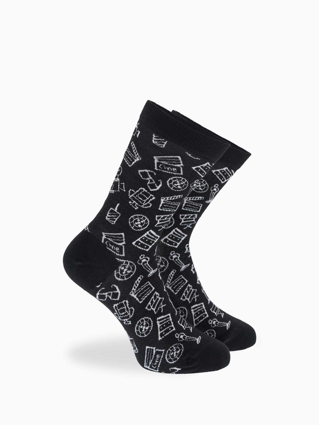 Cotton crew socks with cinema design – 3-pair gift box