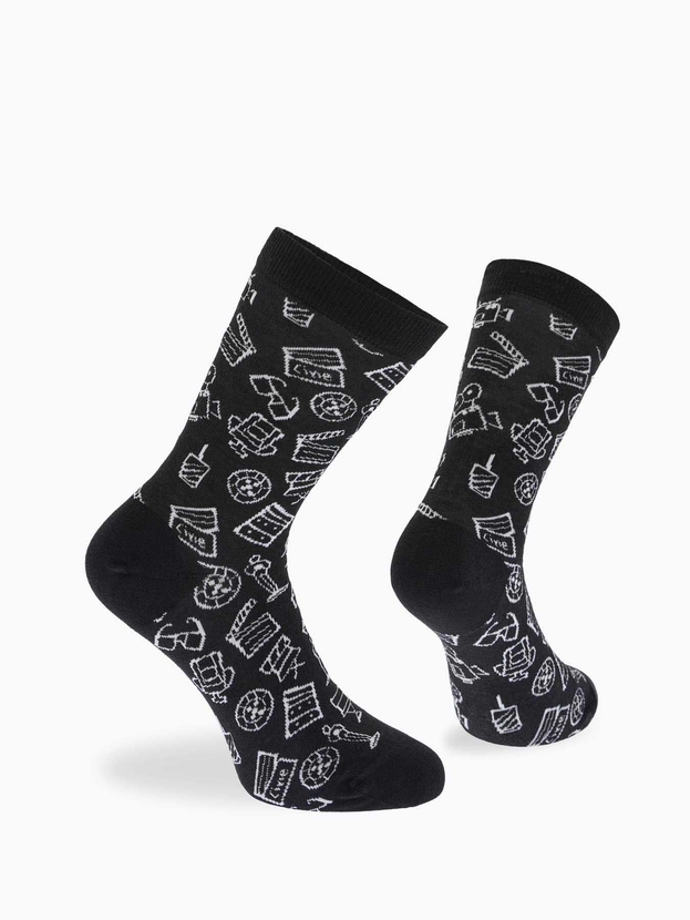 Cotton crew socks with cinema design – 3-pair gift box