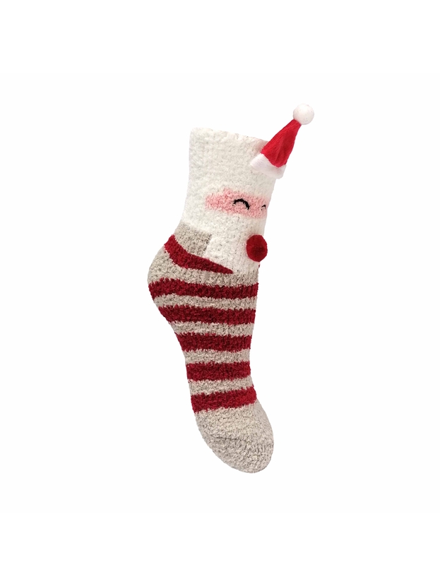 Παιδικές χνουδωτές κάλτσες x-mas με σχέδιο & αντιολισθητικό πάτο