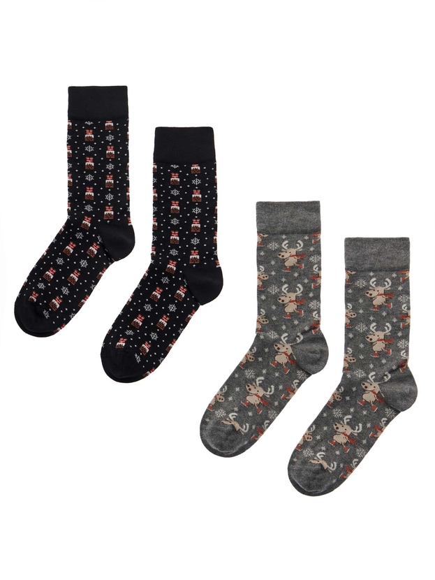 Κάλτσες από bamboo με χριστουγεννιάτικο σχέδιο για όλη την οικογένεια σε gift box (2 ζεύγη)