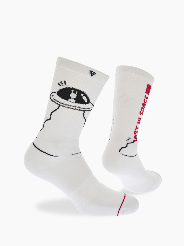 Patterned cotton crew sports socks