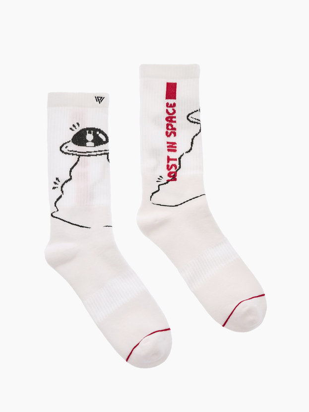 Patterned cotton crew sports socks