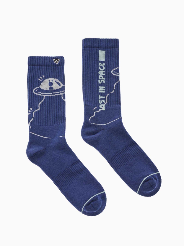 Patterned cotton crew sports socks