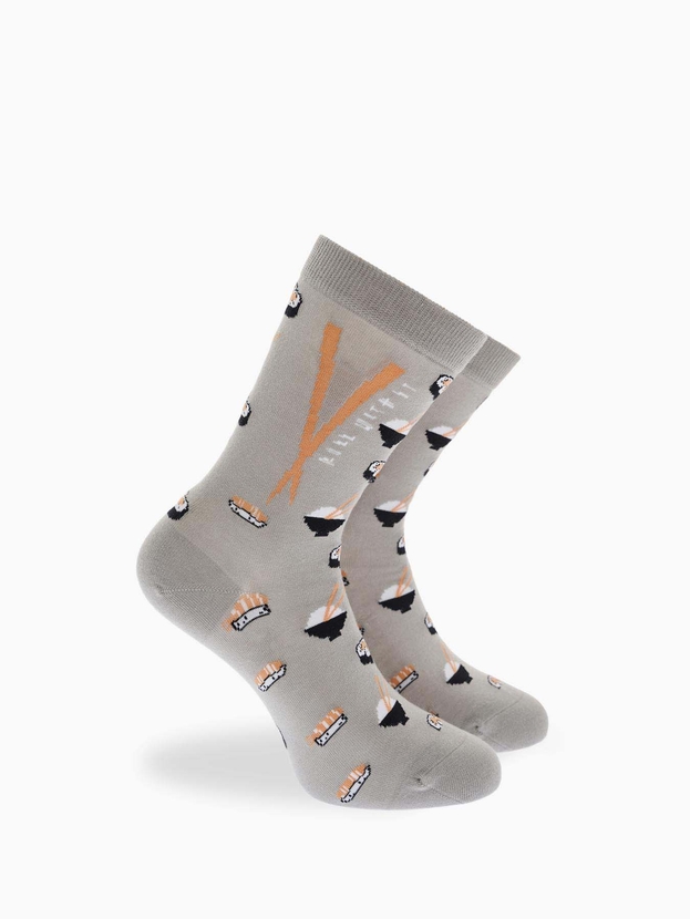 Cotton crew socks with sushi design
