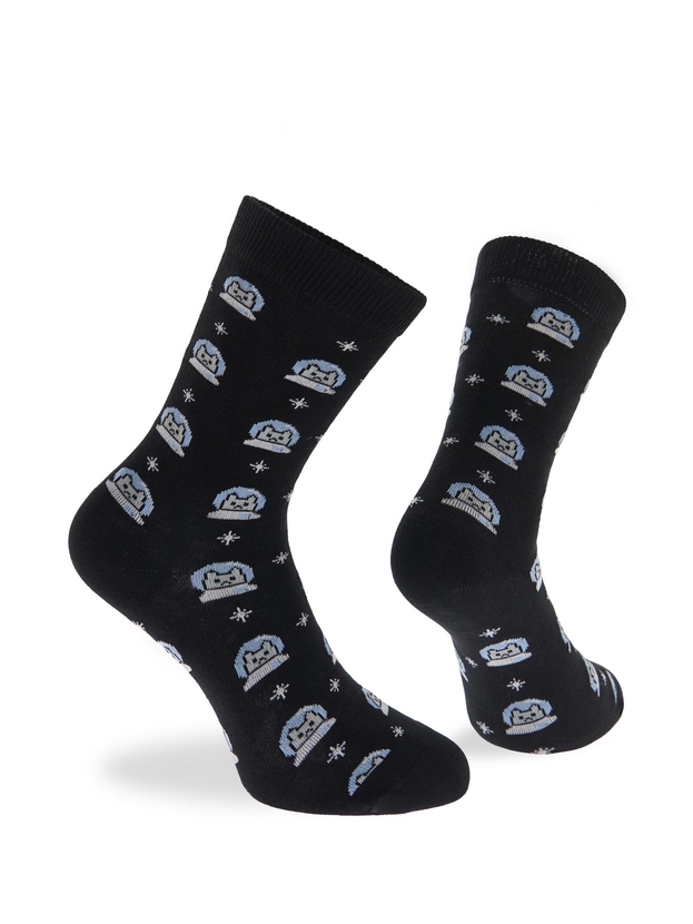 Βαμβακερές κάλτσες με σχέδιο space cat