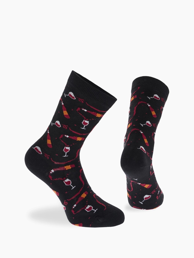 Βαμβακερές κάλτσες με σχέδιο wine