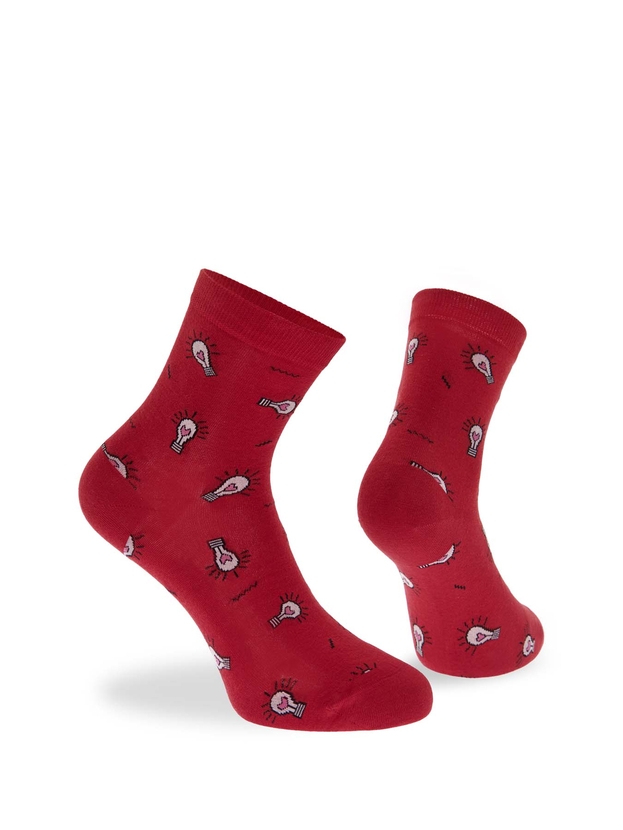 Βαμβακερές ημίκοντες κάλτσες με σχέδιο love light