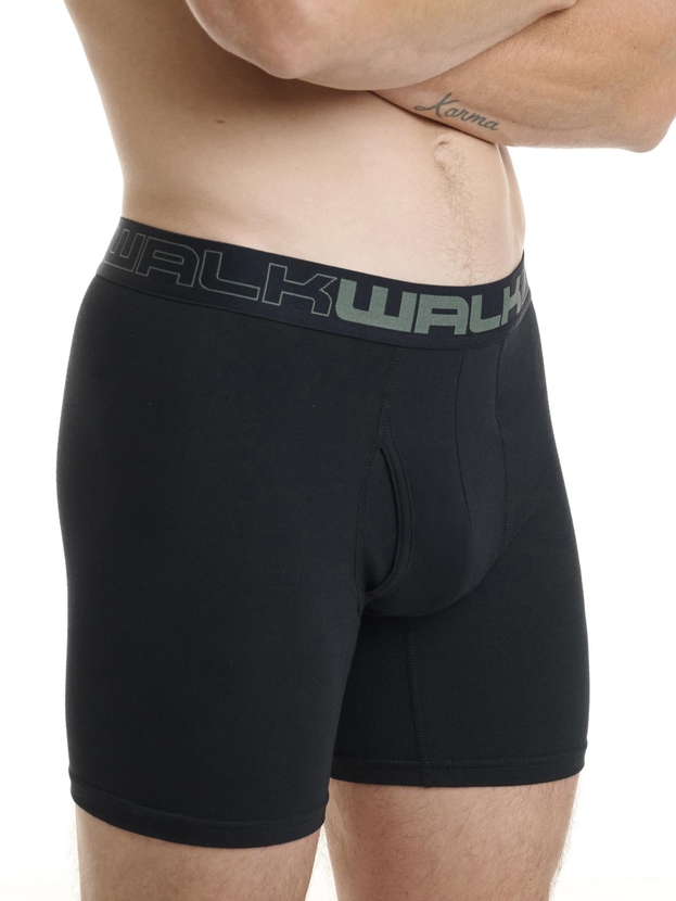 Long leg cotton boxer with functional open fly (2-pack)