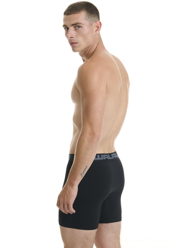 Long leg cotton boxer with functional open fly (2-pack)
