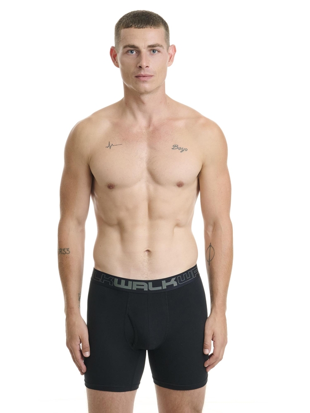 Long leg cotton boxer with functional open fly (2-pack)