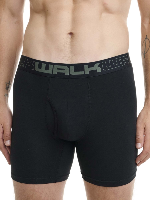 Long leg cotton boxer with functional open fly (2-pack)