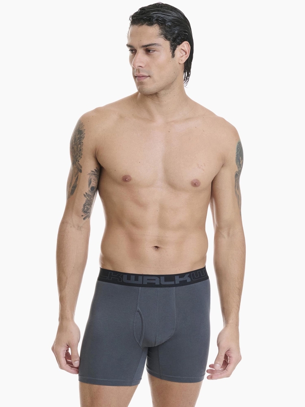 Long leg cotton boxer with functional open fly (2-pack)