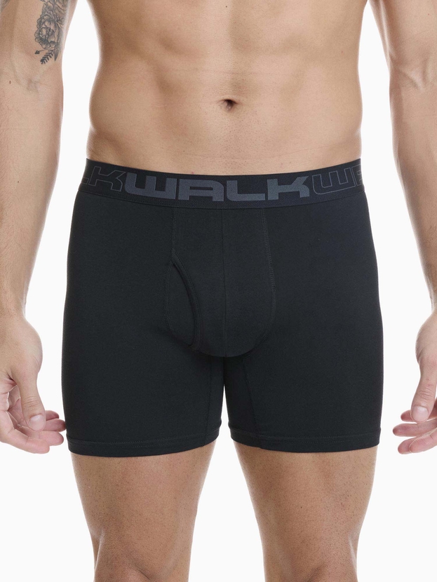 Long leg cotton boxer with functional open fly (2-pack)