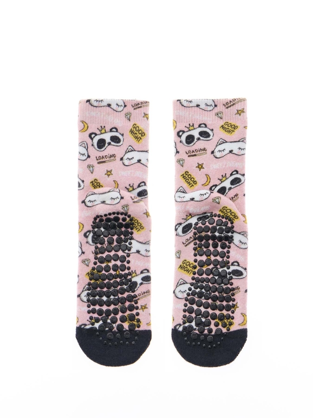 Kid's printed house socks with silicon grip dots
