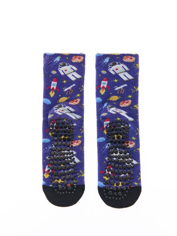 Kid's printed house socks with silicon grip dots