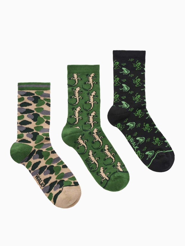 Kid's bamboo crew socks with print (3 pairs)