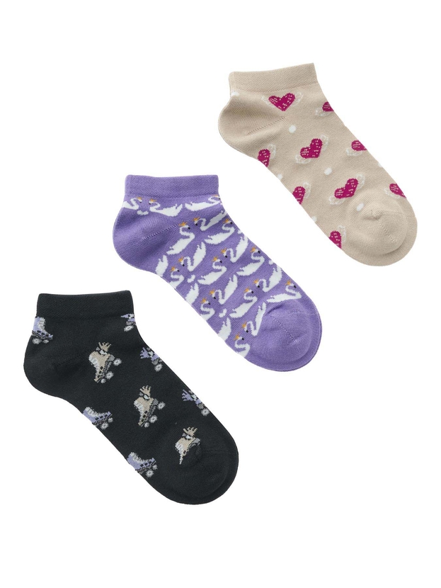 Παιδικές κοφτές κάλτσες από bamboo με σχέδιο (3 ζεύγη)