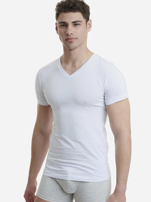 Βαμβακερό V-neck t-shirt