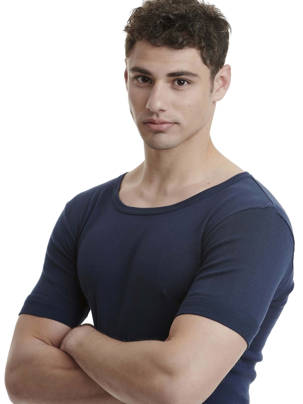 Cotton undershirt with low neckline