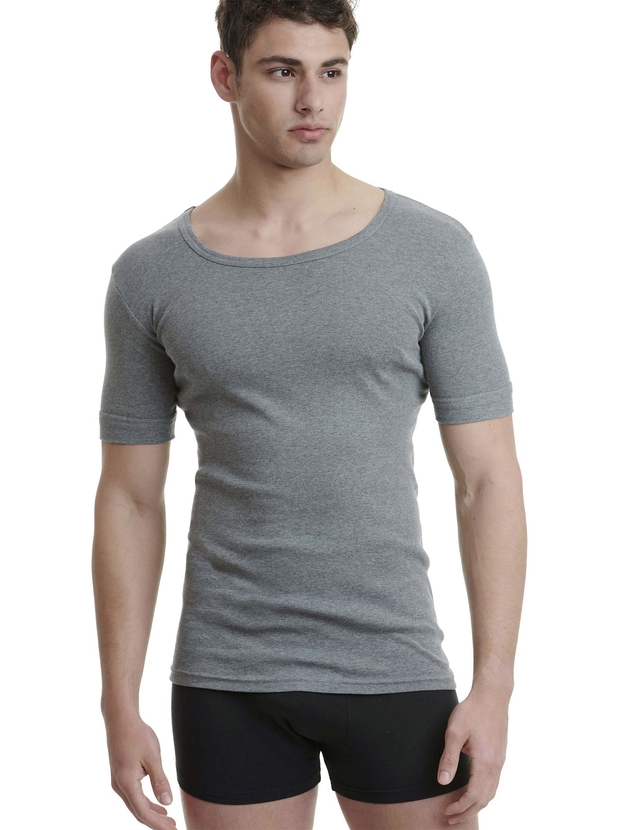 Cotton undershirt with low neckline